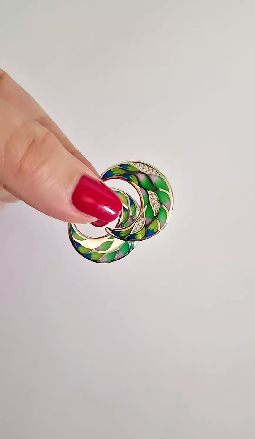 Green  enamel earrings 1