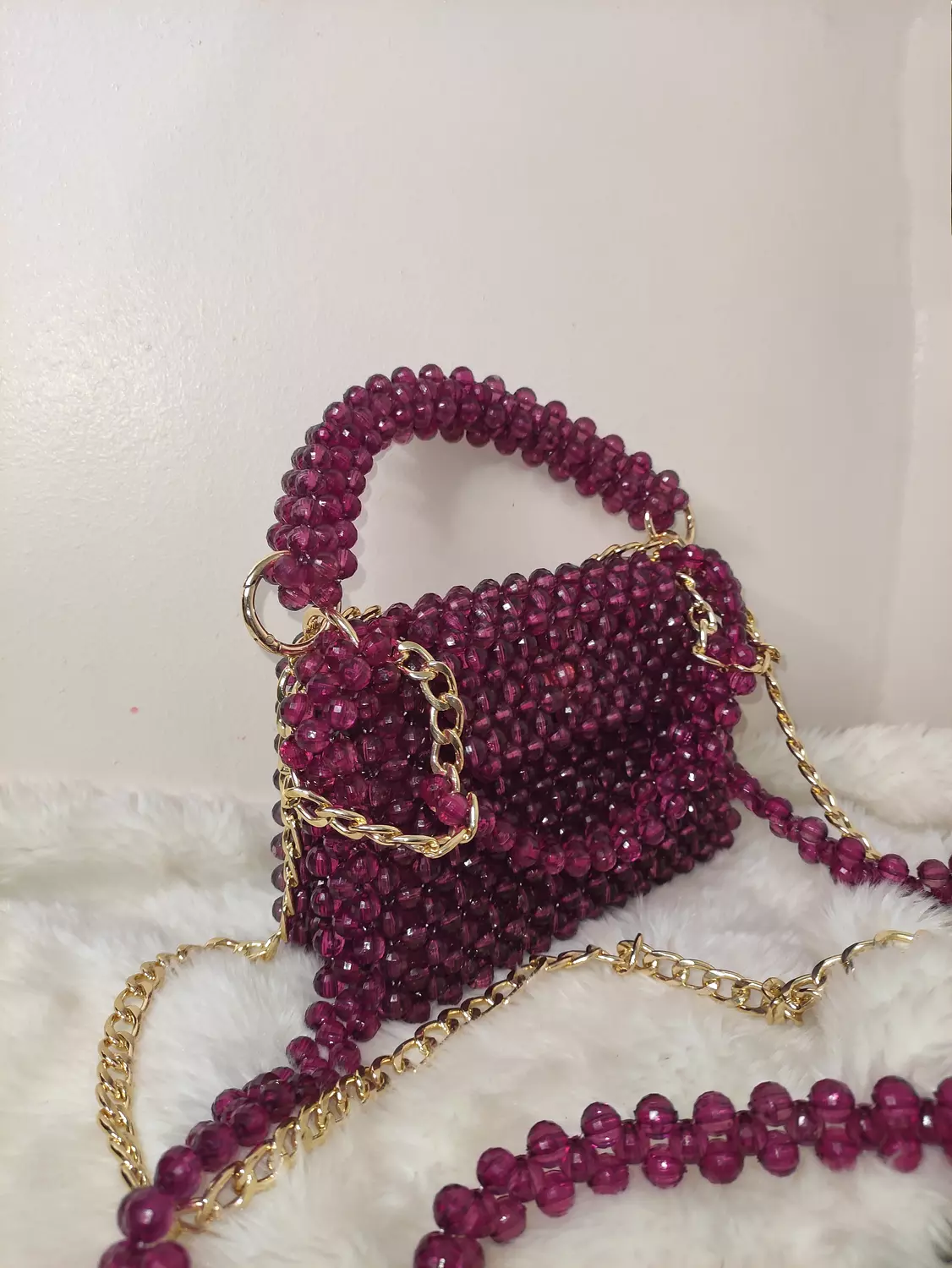 Maroon beaded bag  image