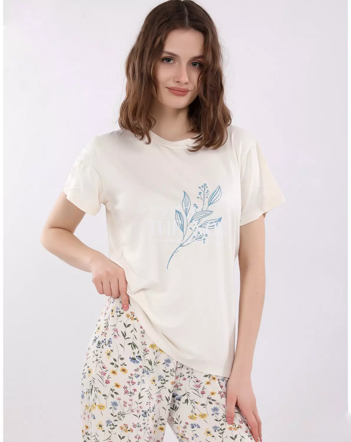 V118 little blossoms full-length pants pajama set 2