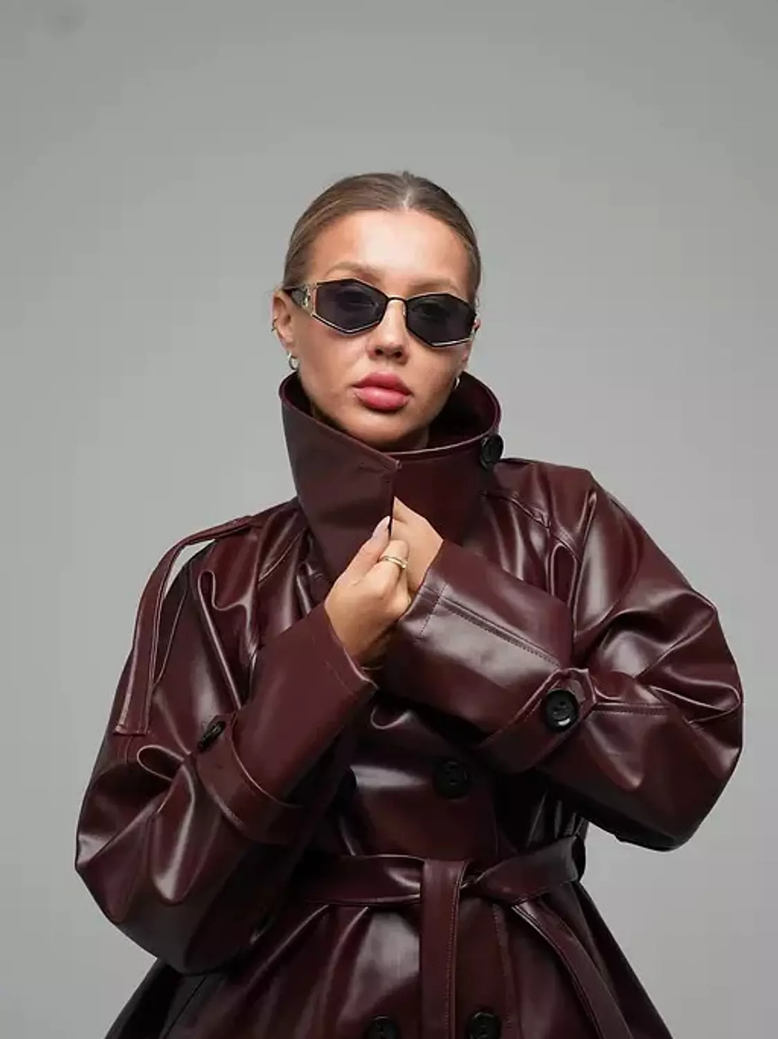 Belted Cropped Leather Jacket 3