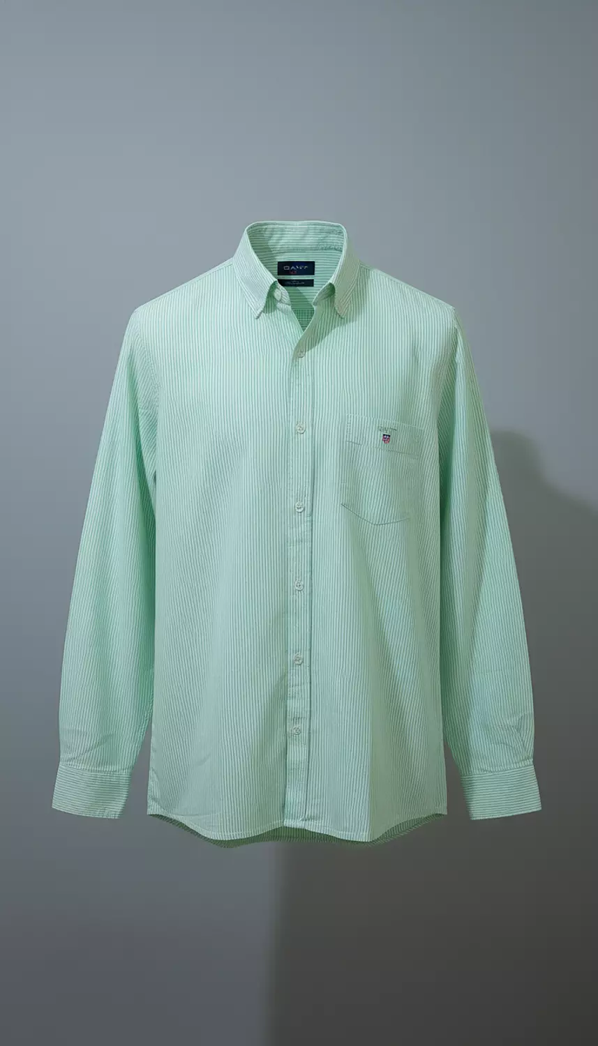 REG OXFORD BANKER STRIPE SHIRT-BRIGHT GREEN 2