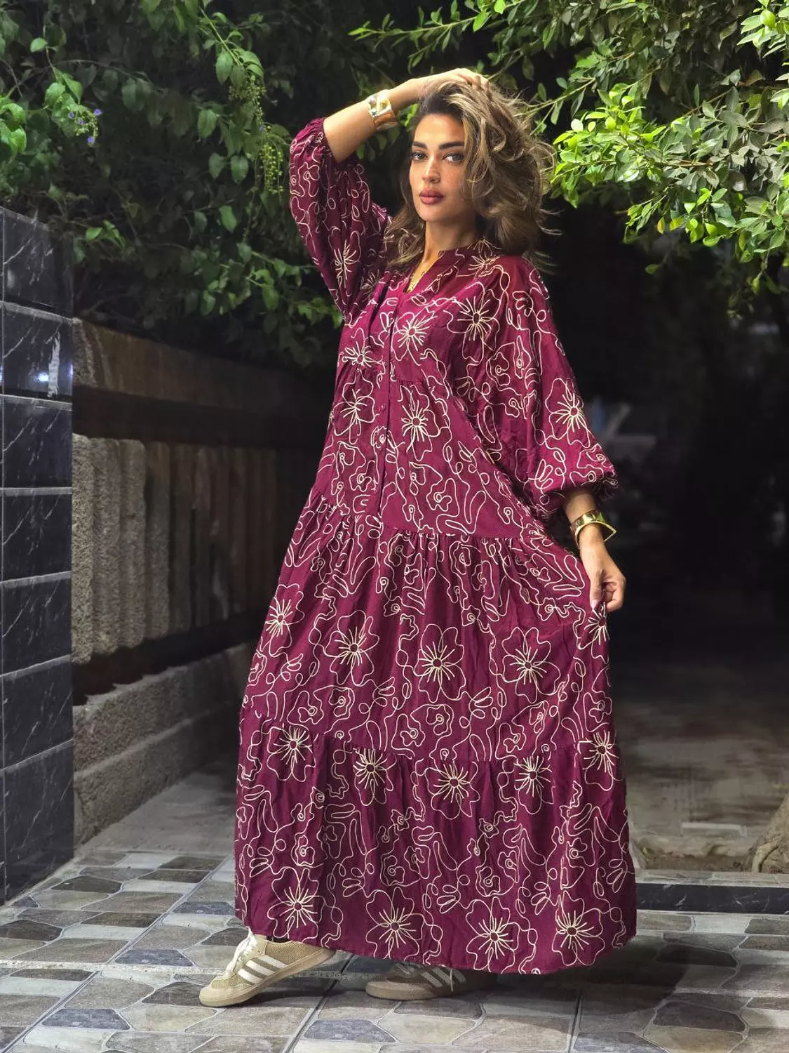 Burgundy Embroidery Dress hover image