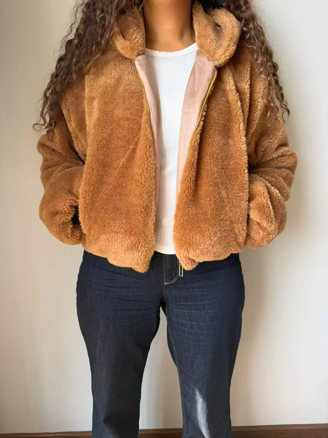 Camel Faux Fur Jacket image