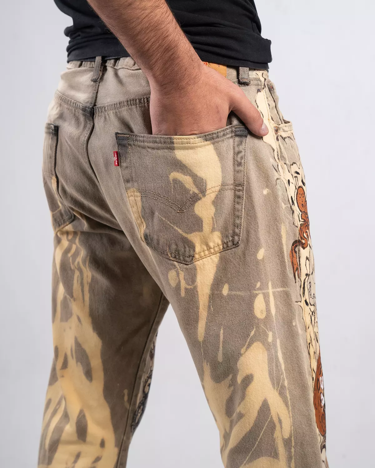 “Lost Lands Map “. Unisex hand-painted Levi pants  6