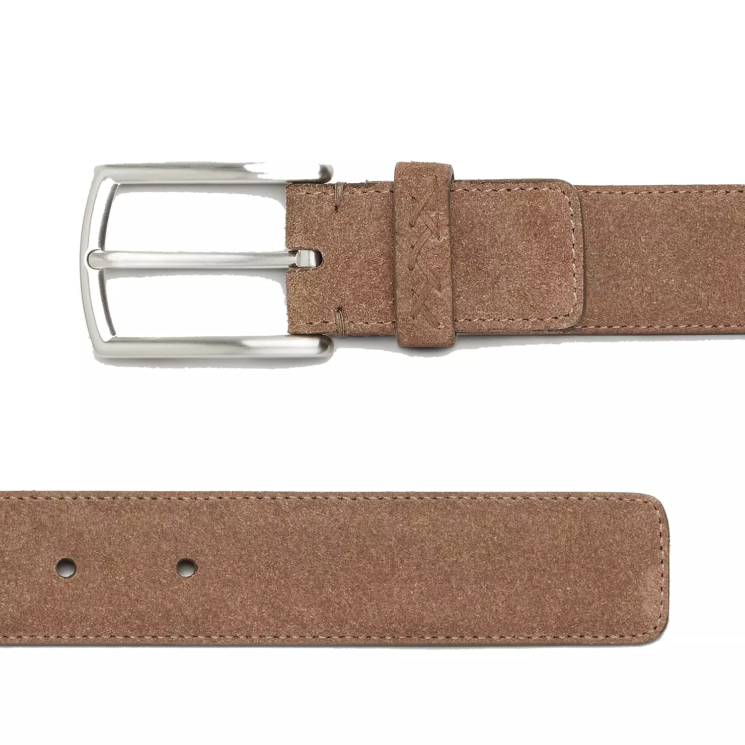 Zegna Triple Stitch suede belt in Beige hover image