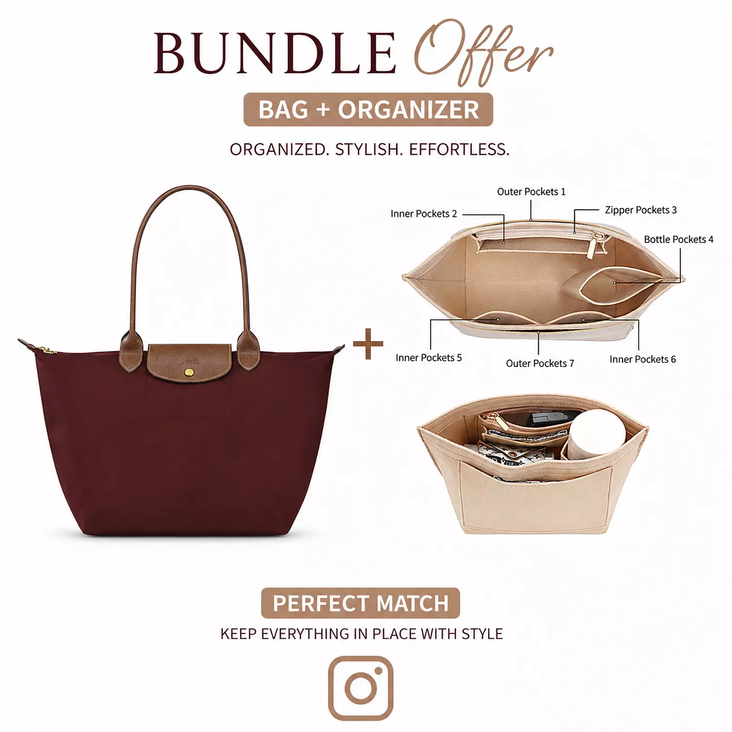 The Perfect Burgandy Longchamp Bundle Large size image