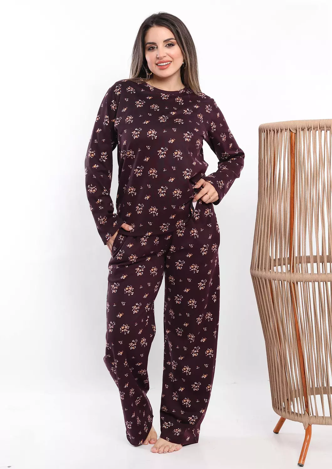 C326 Midnight Blossom Long Sleeves Pajama Set  1