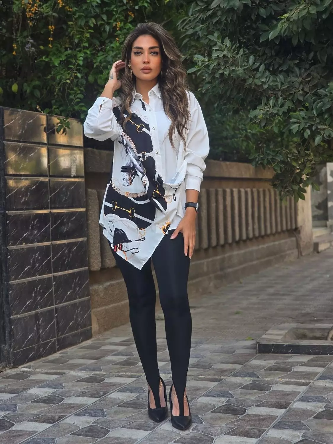 Black stirrup leggings  image