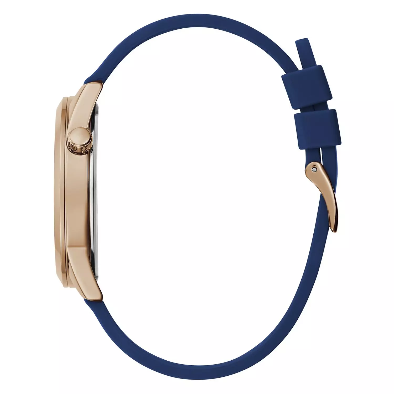 GUESS MAX Mens Blue Rose Gold Tone Analog Watch Blue Silicone Smooth Strap 2