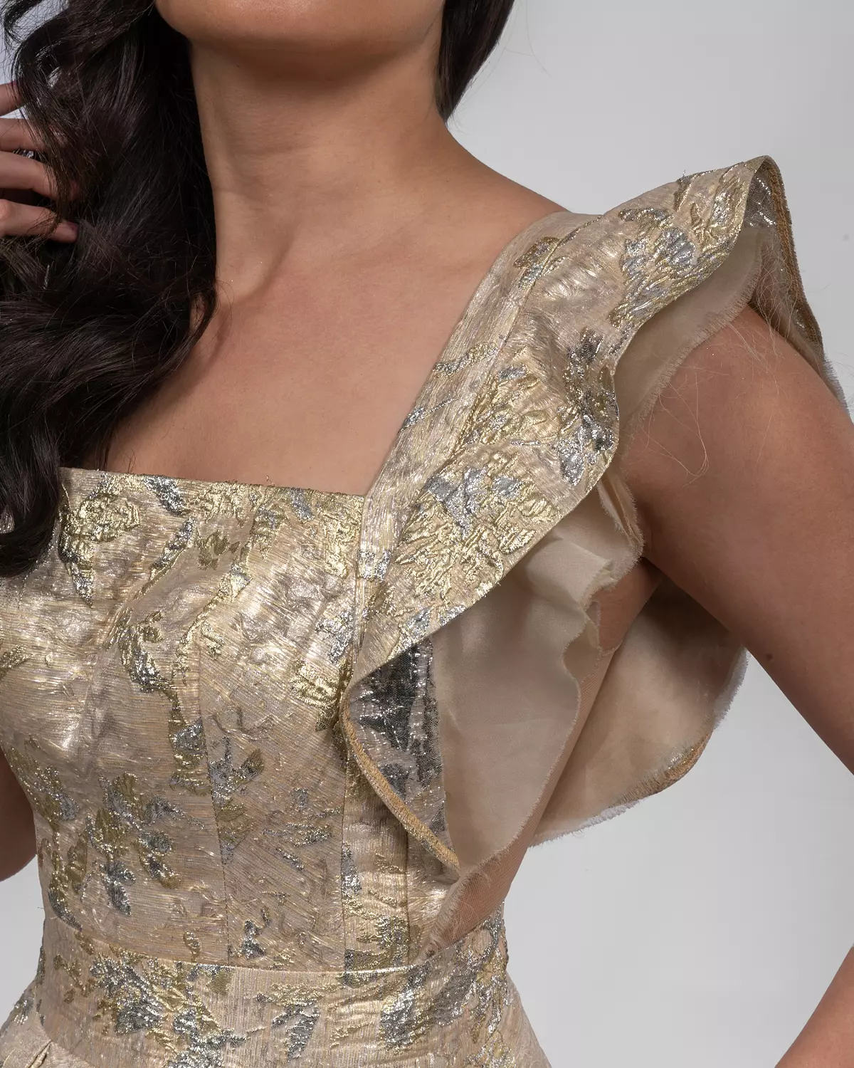 Graceful Shimmery Gold Jumpsuit 3