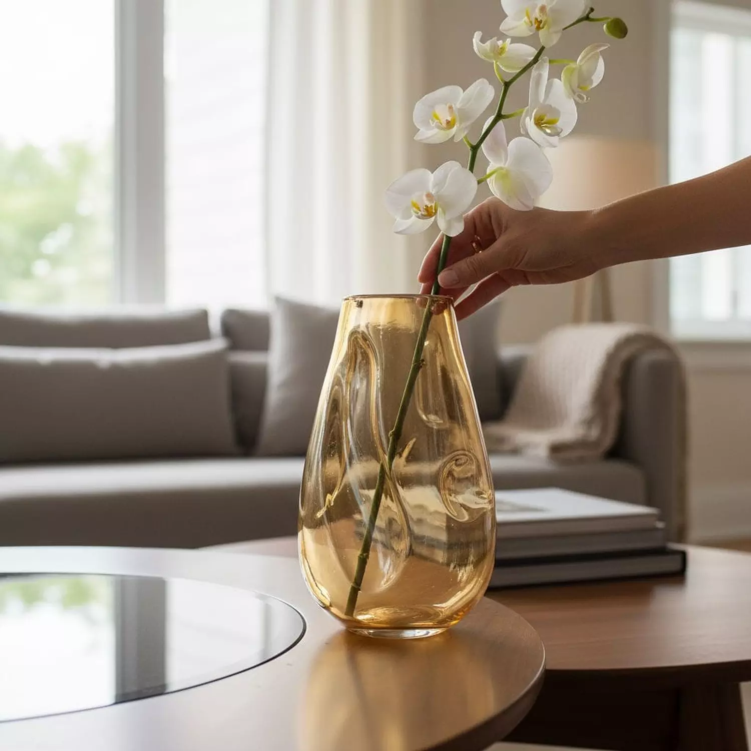 Large Honey Pyrex Vase image
