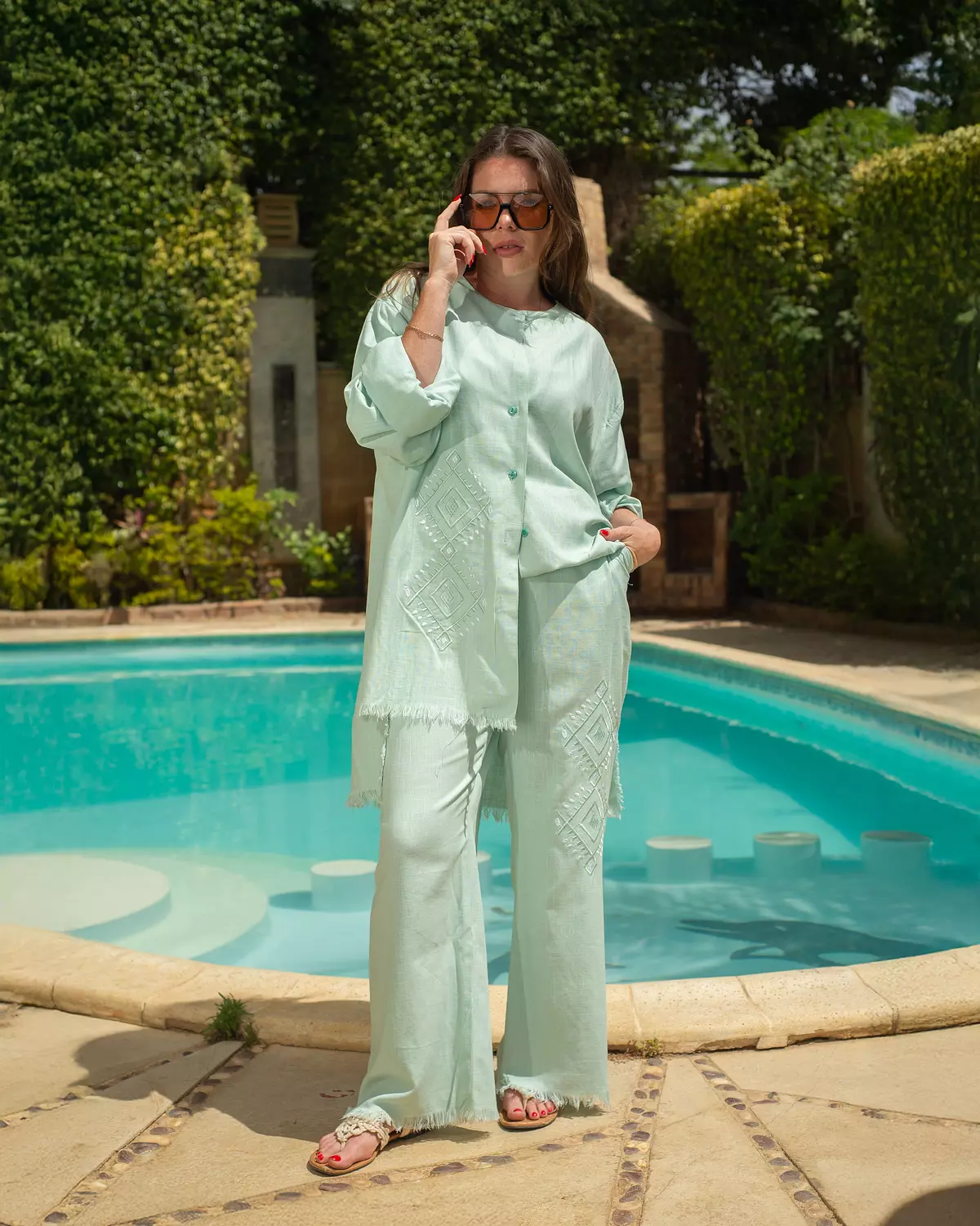 Mint Linen Embroidery Set 2