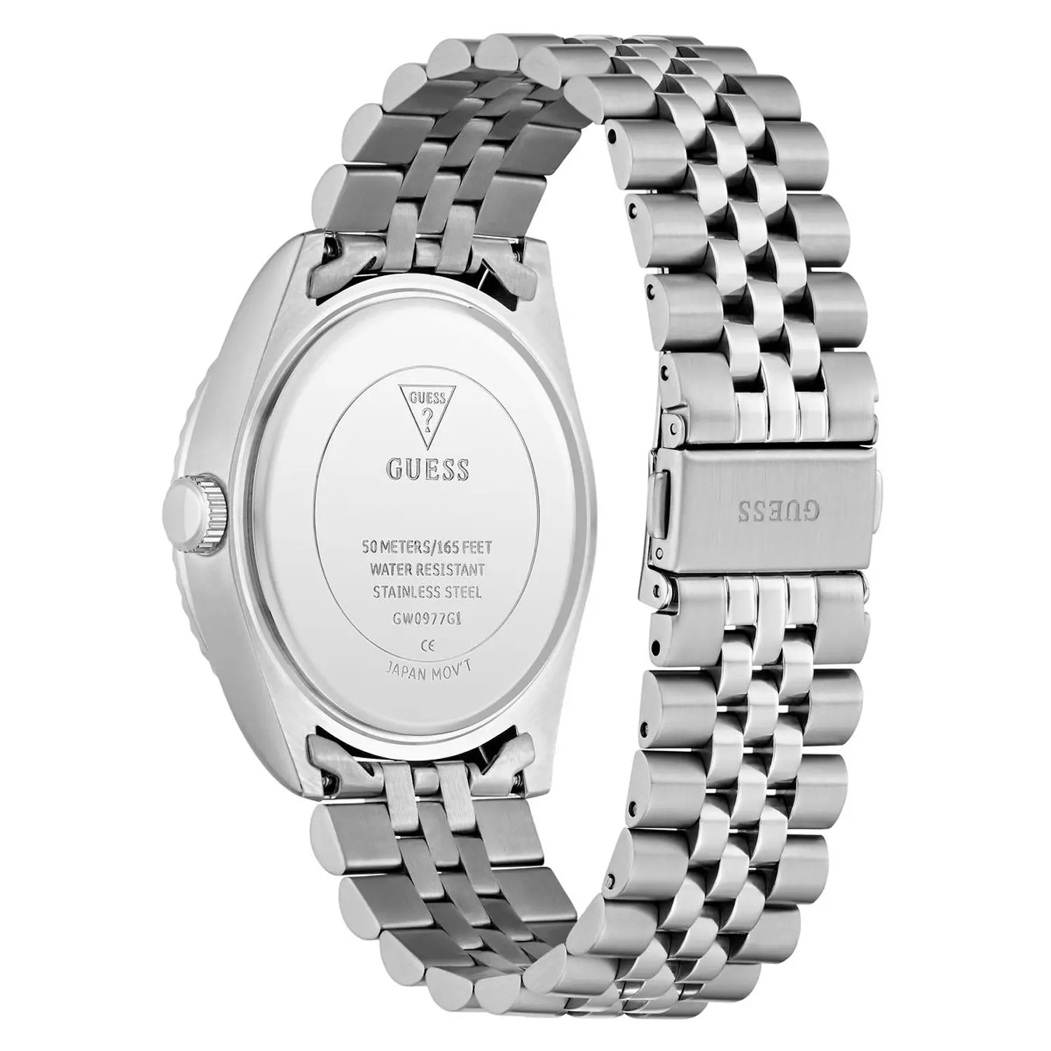 GUESS JADEN Men Silver Tone Multi-function Date Watch Silver Tone Stainless Steel Brushed/Polished Bracelet 3