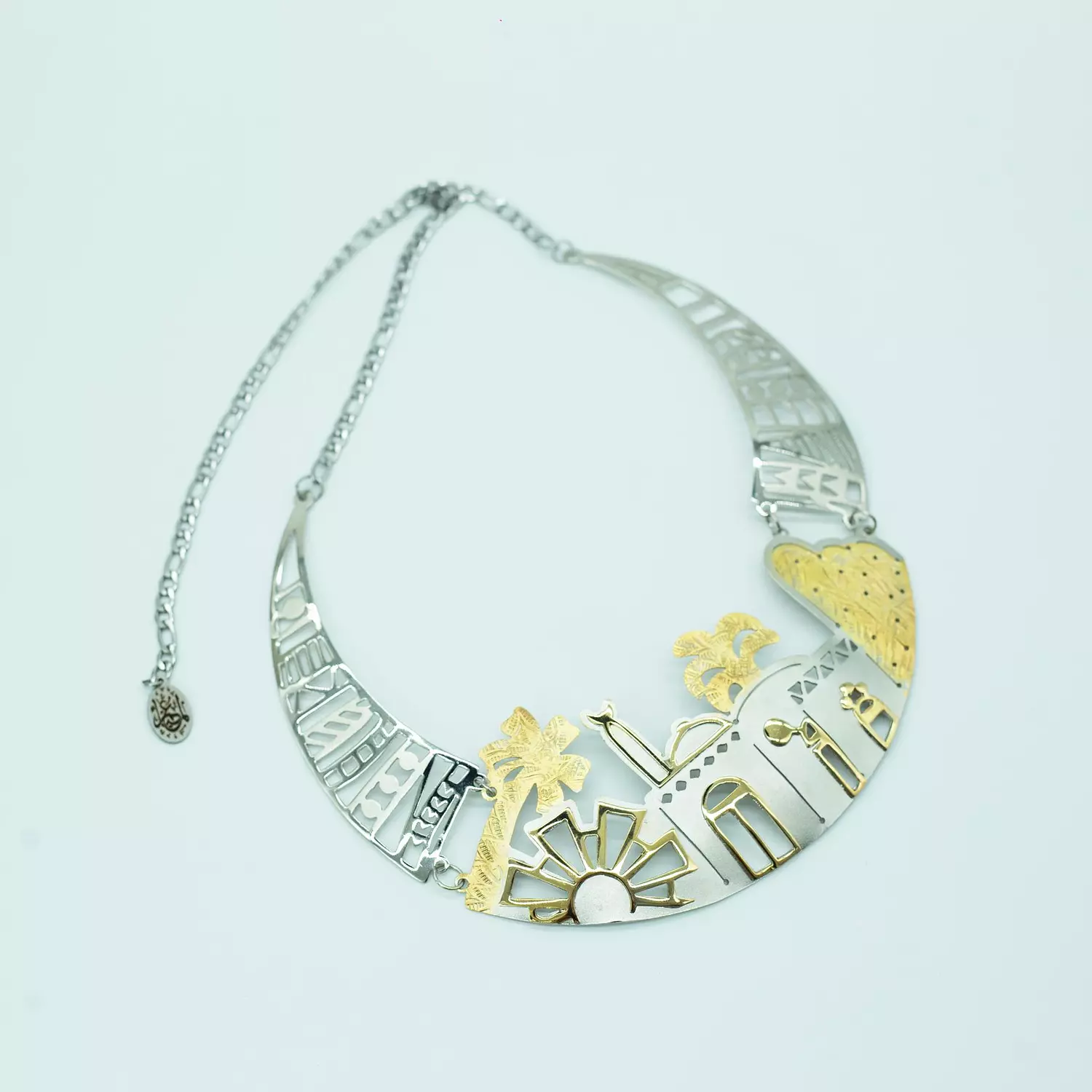 Two-layer copper necklace, gold and silver plated, 50 cm - folk art hover image