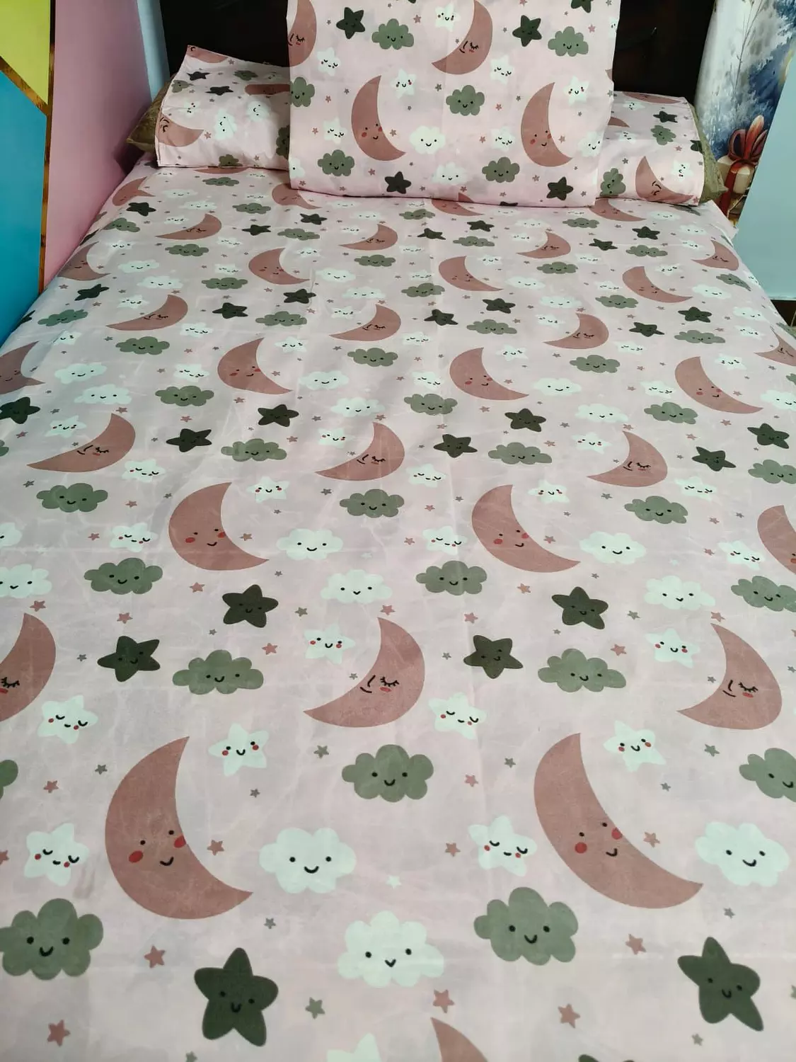 طقم ملاء اطفال قطن هلال بينك image