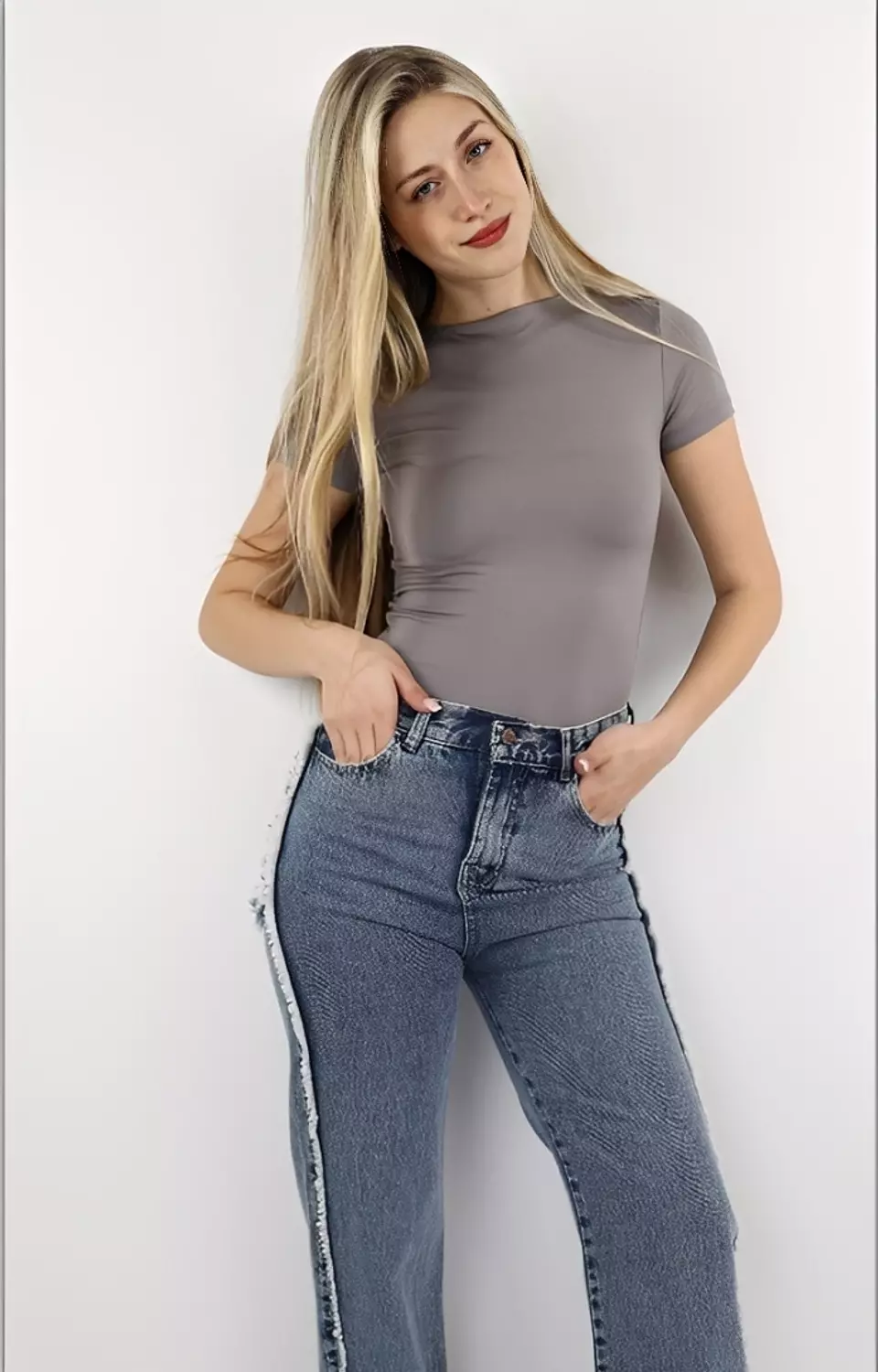 Short Sleeves Light Grey Basic Top image