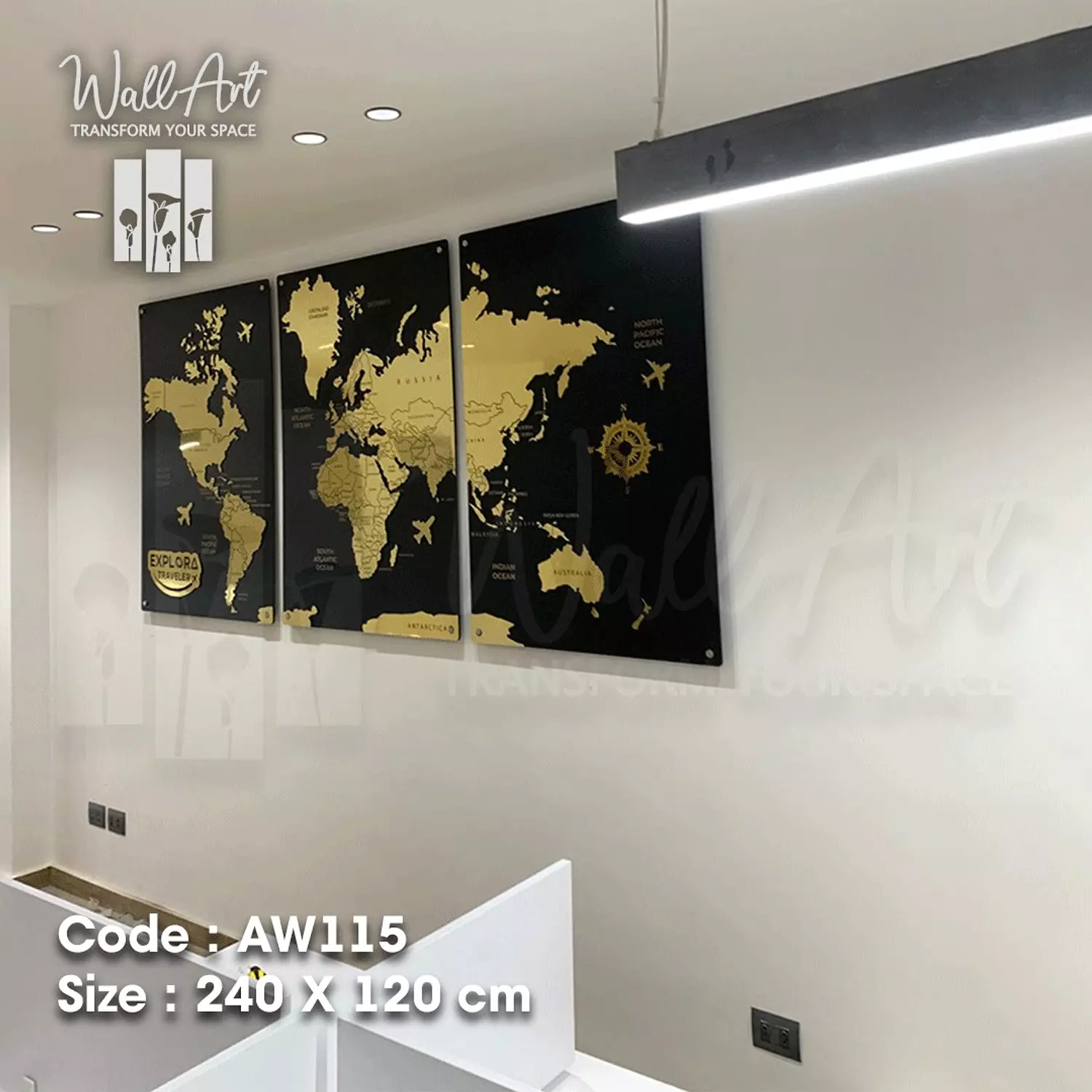 AW115-Engraved World Map   20