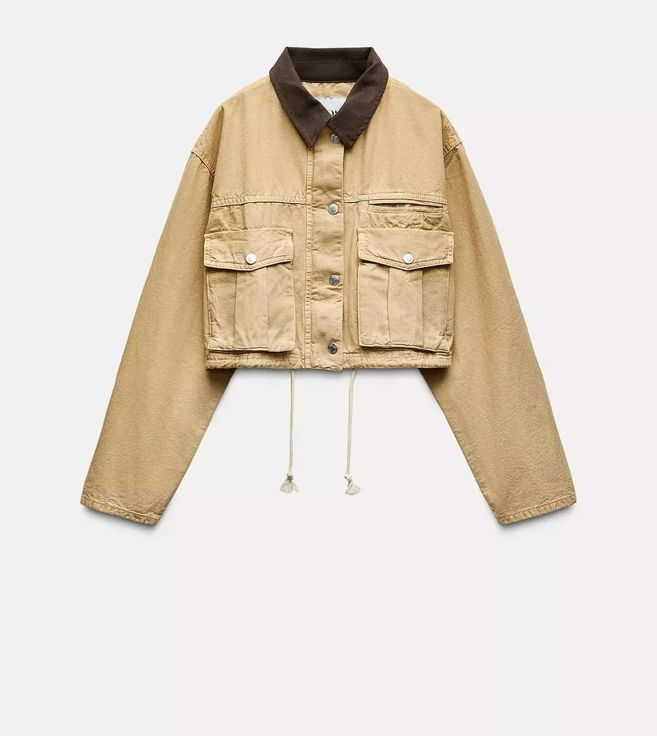 Short Gabardine Jacket with Velvet Collar