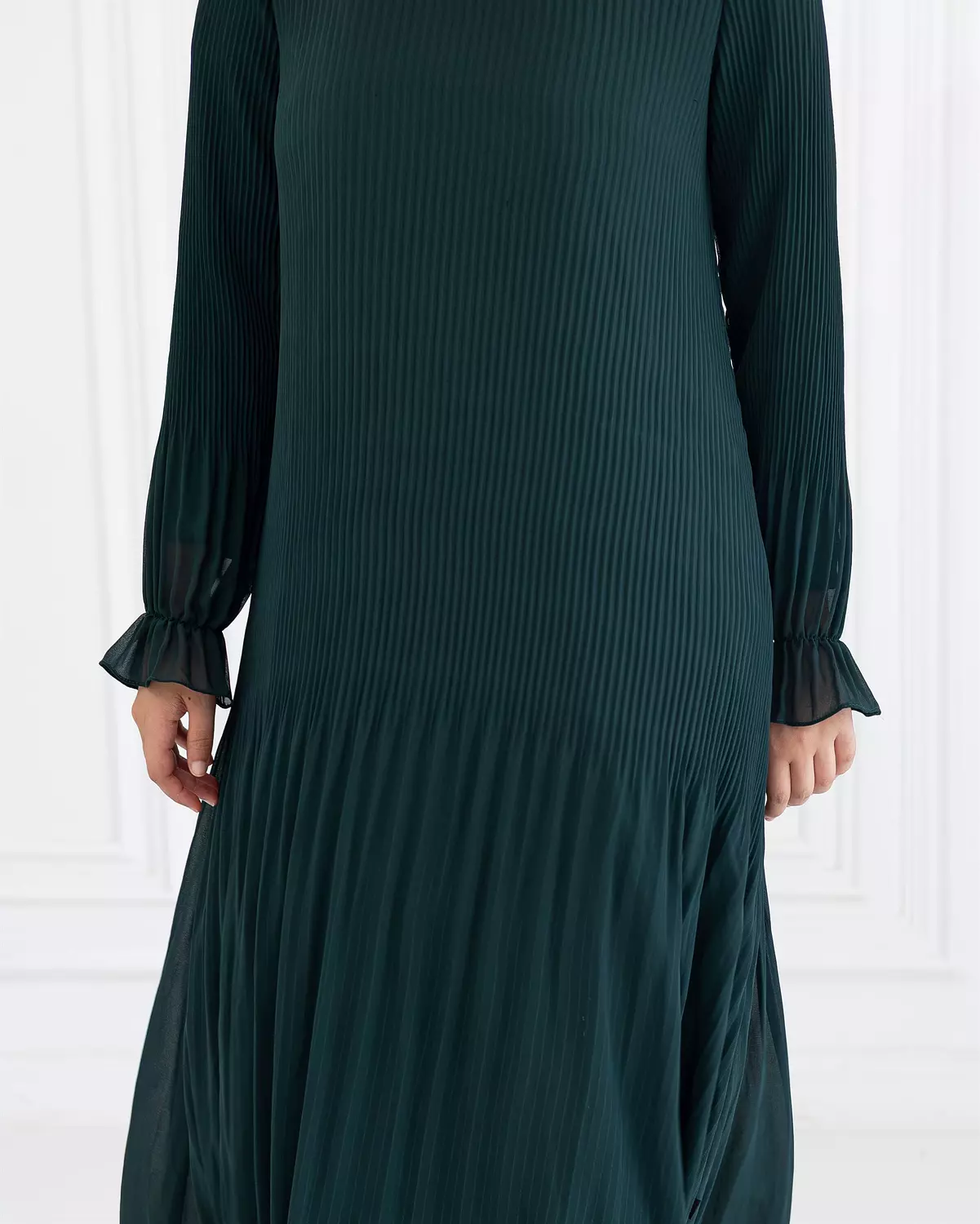 Chiffon Pleated Dress | Olive 4