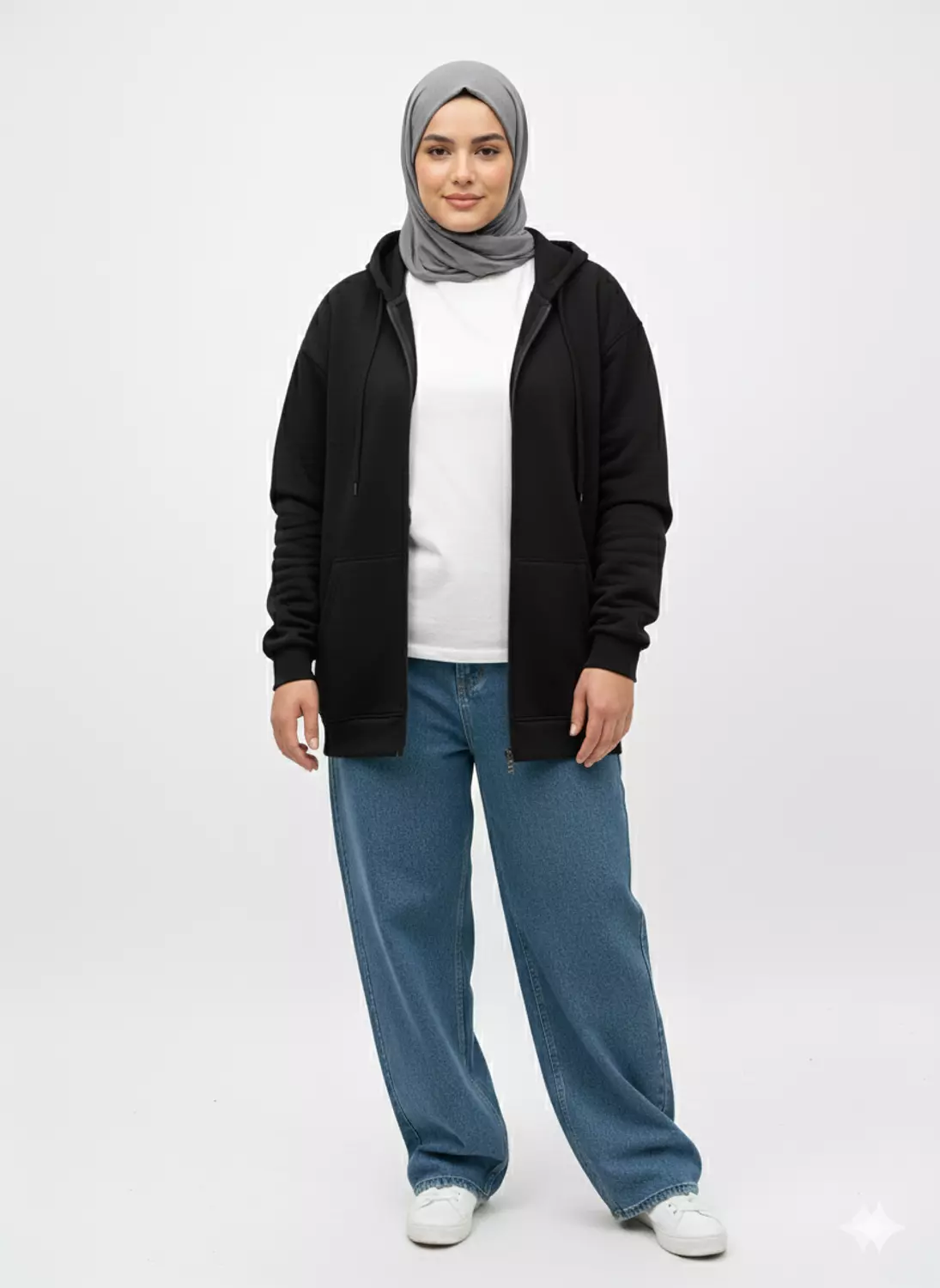 Unisex Plus Size Daily Comfort Full-Zip Hoodie 4