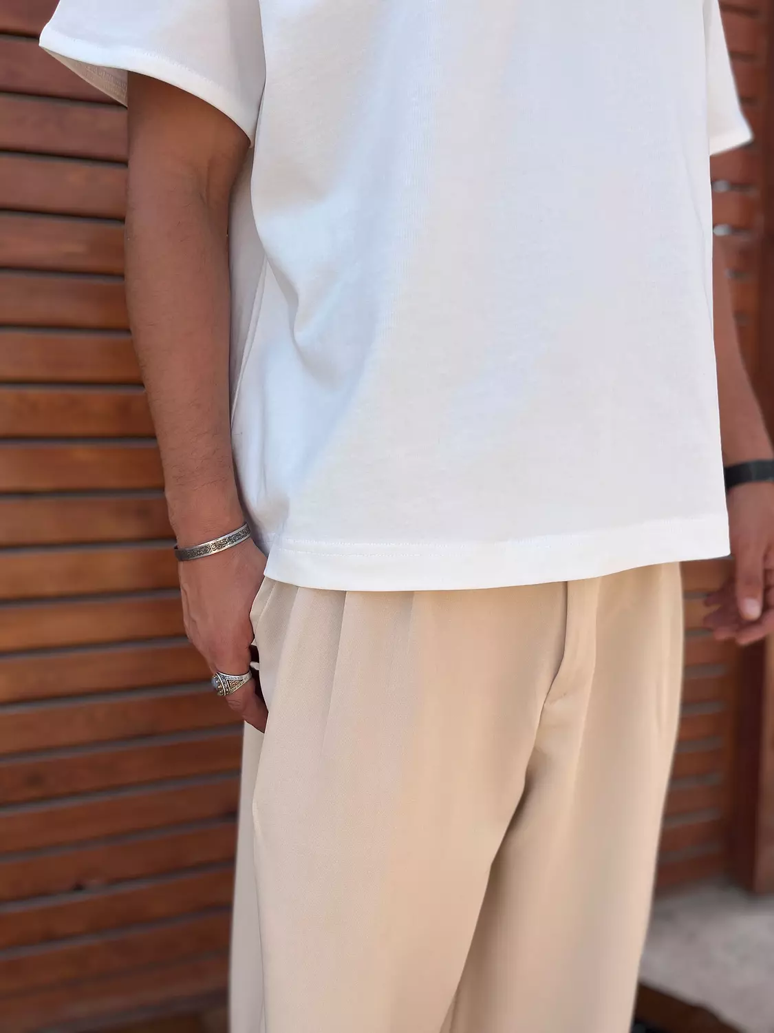 Classic Wide-Leg pants - Beige  hover image