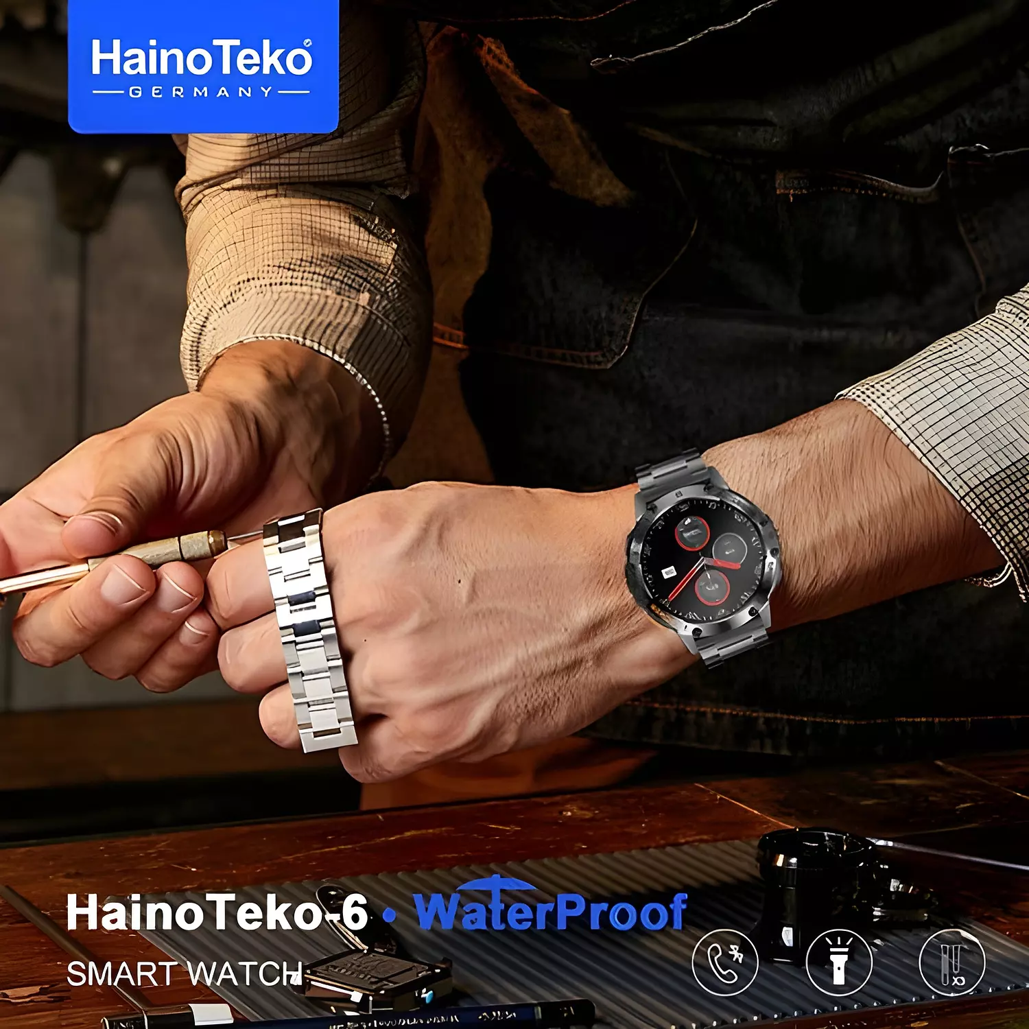Haino Teko HainoTeko-6 Smartwatch Black with Leather & Silicon Straps 2