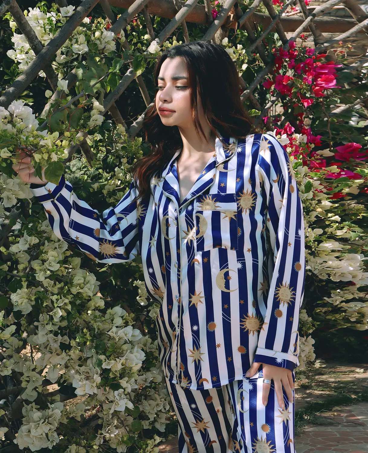 Celestial Stripe Satin Pajama 6