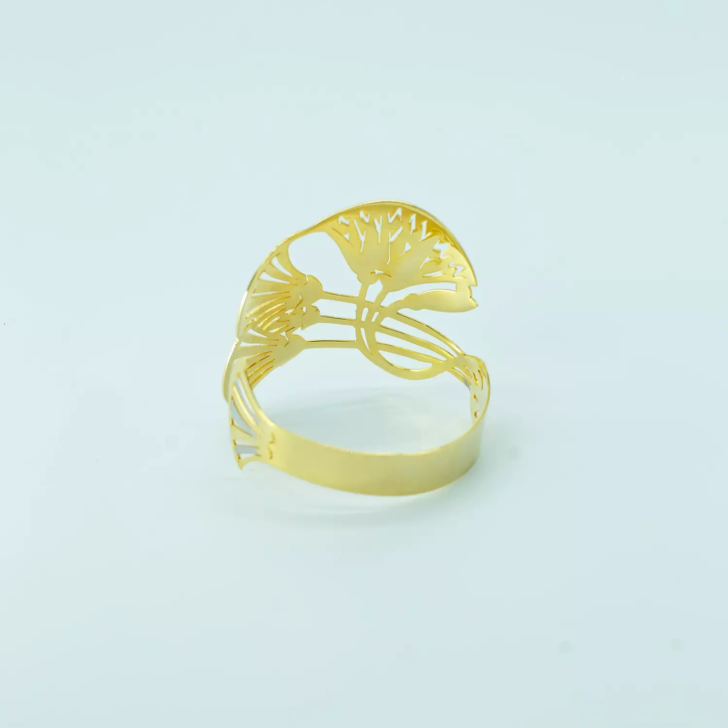 Hand-carved copper bracelet, gold and platinum plated - free size - lotus flower hover image
