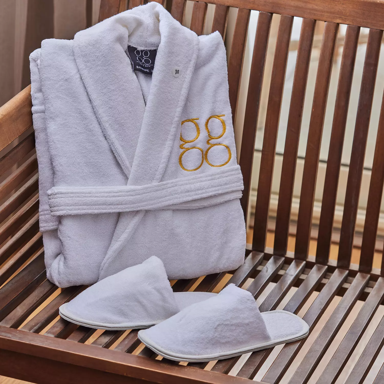 White Bath Robe + Slipper image