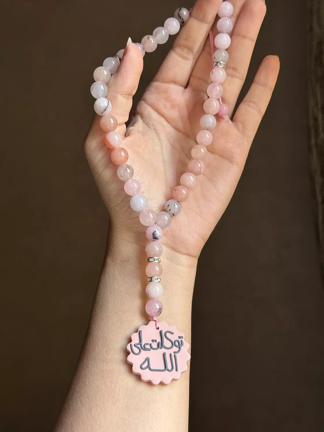 Agate Powder Pink Rosary Car Hanger ( Stock ) image
