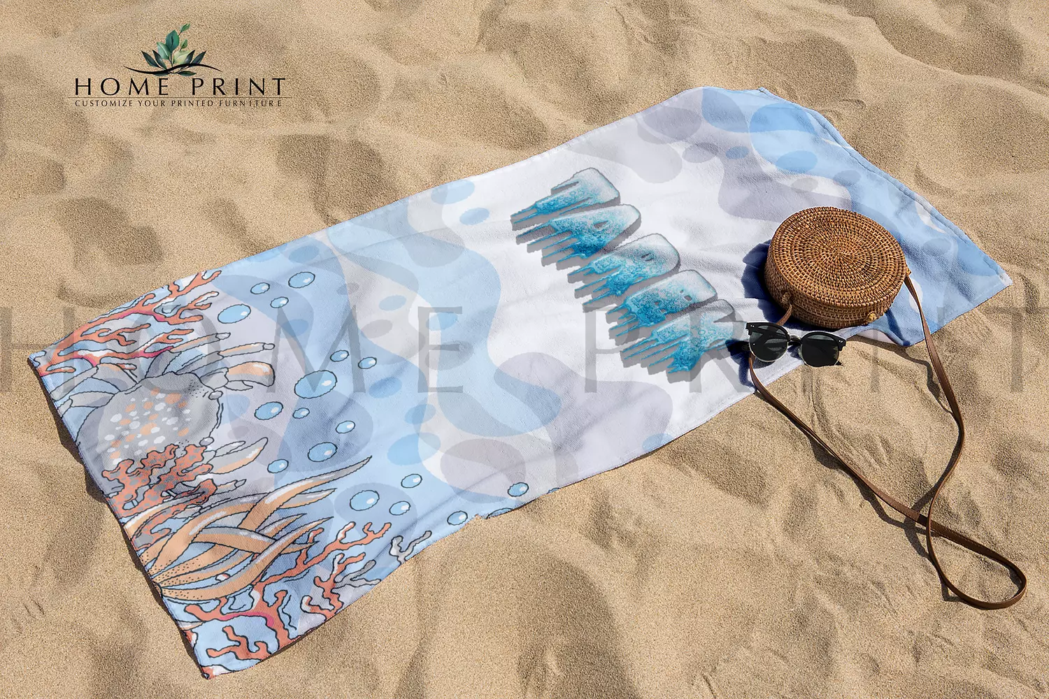 Microfiber Towel  - Sea Waves - Multi Color Design  image