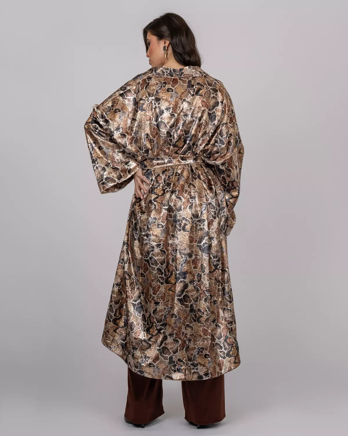Silk Velvet Leopard Print Maxi Kimono hover image