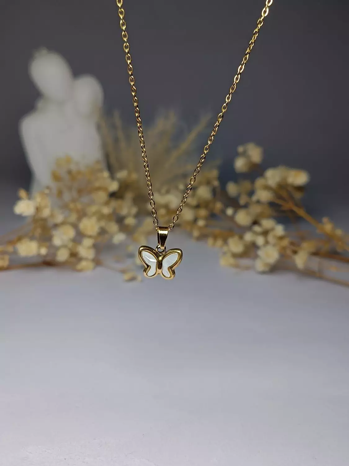 white stone butterfly necklace 1