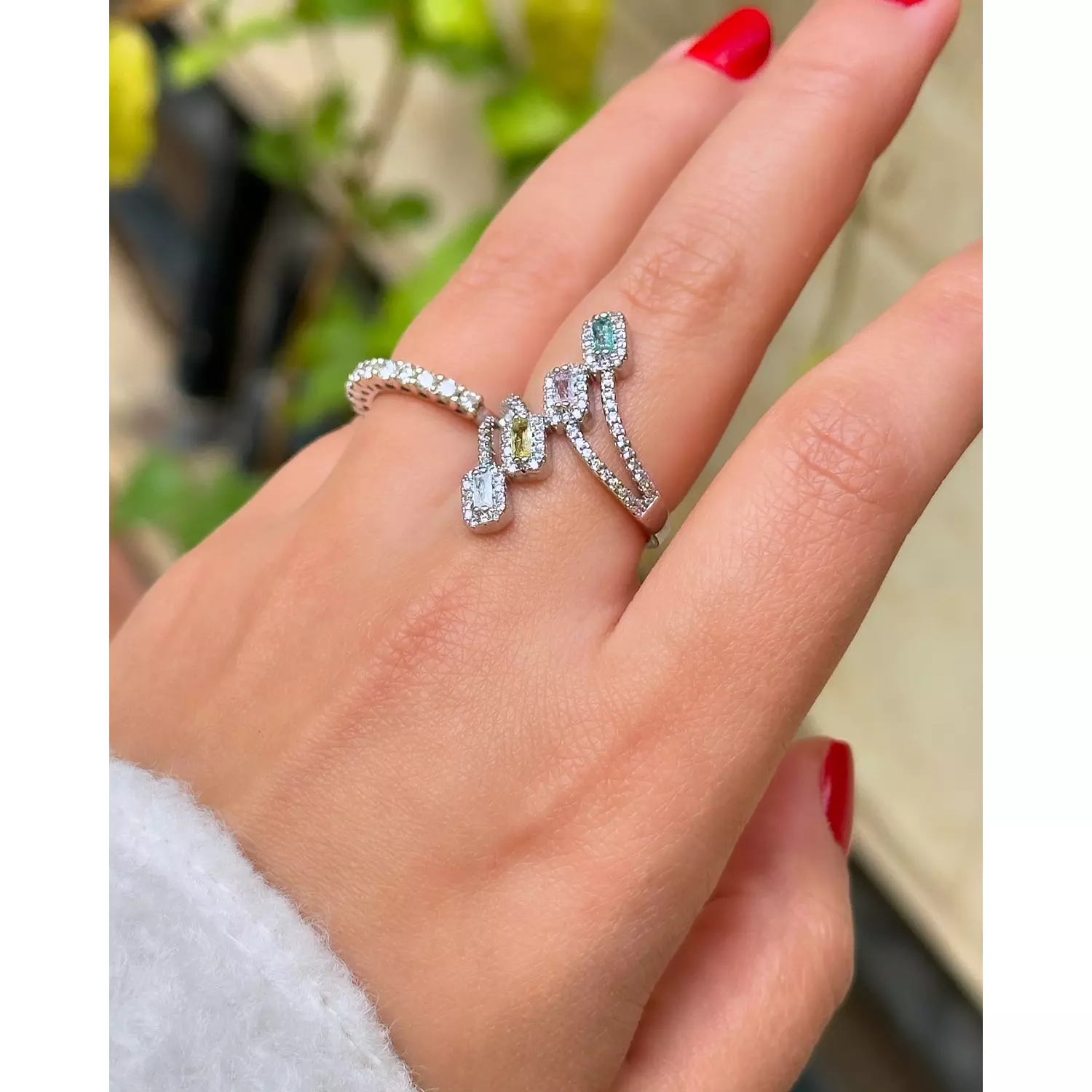 Four Rhinestone Ring  5