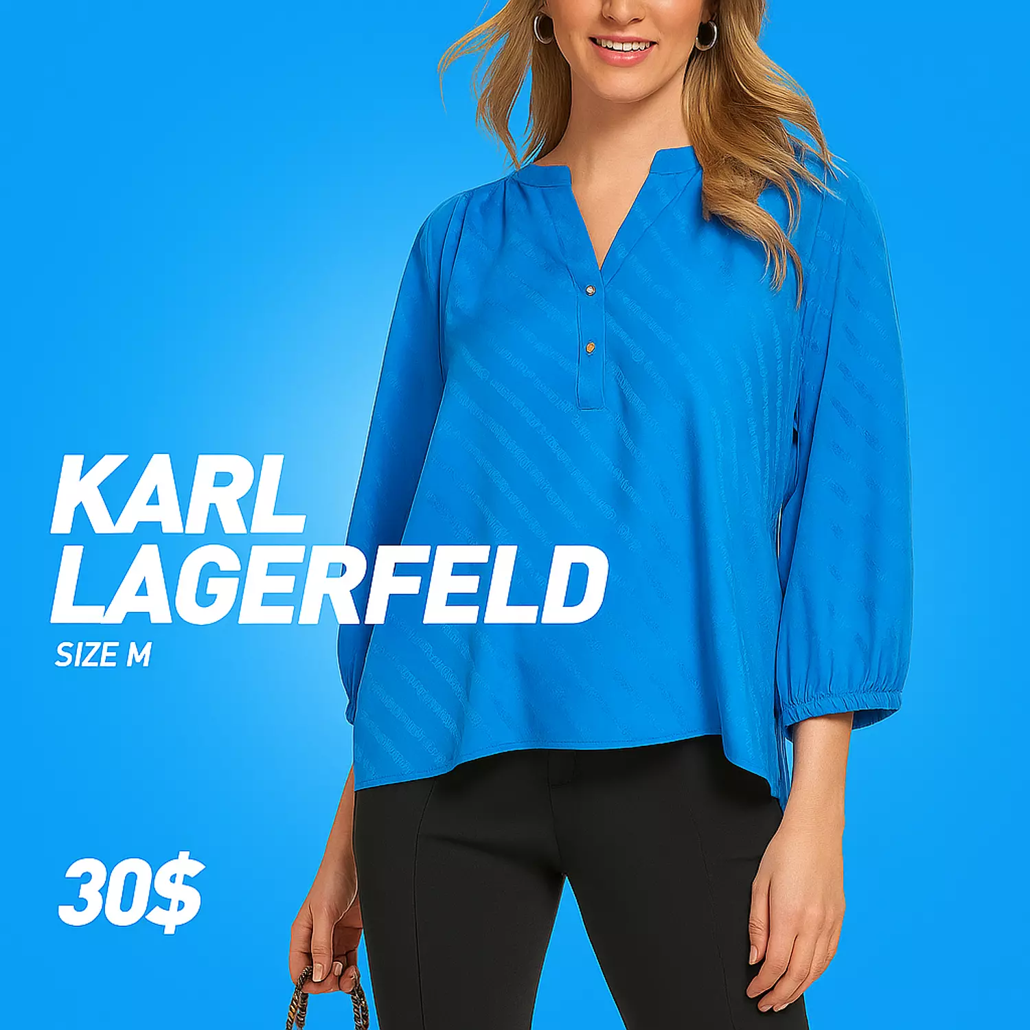 Karl Lagerfeld Women’s Blouse – Royal Blue hover image