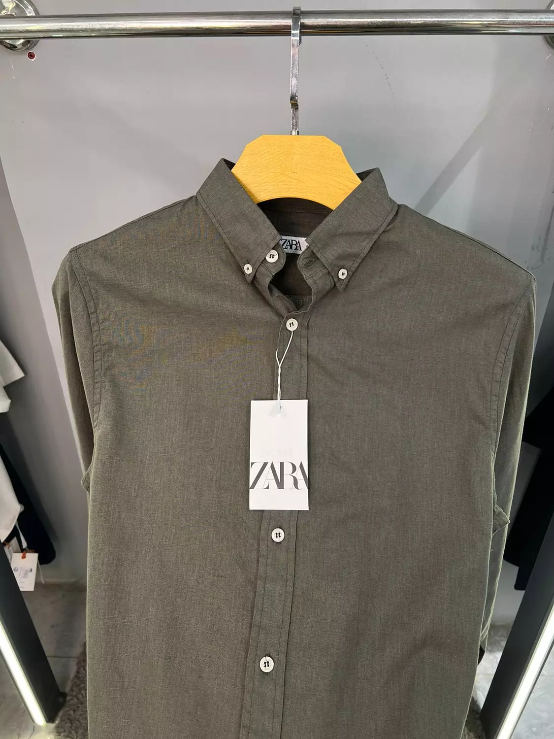 ZARA OLIVE LINEN SHIRT / 11735 1