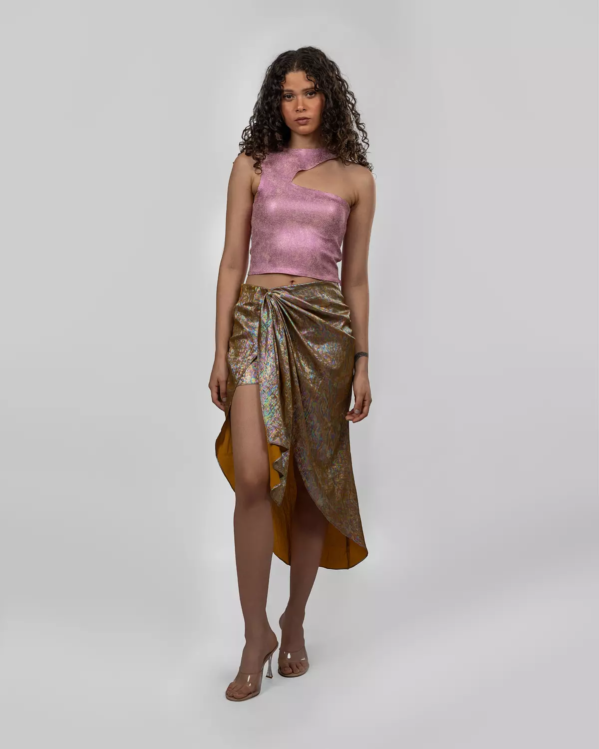 Asymmetric Wrap Midi Skirt hover image