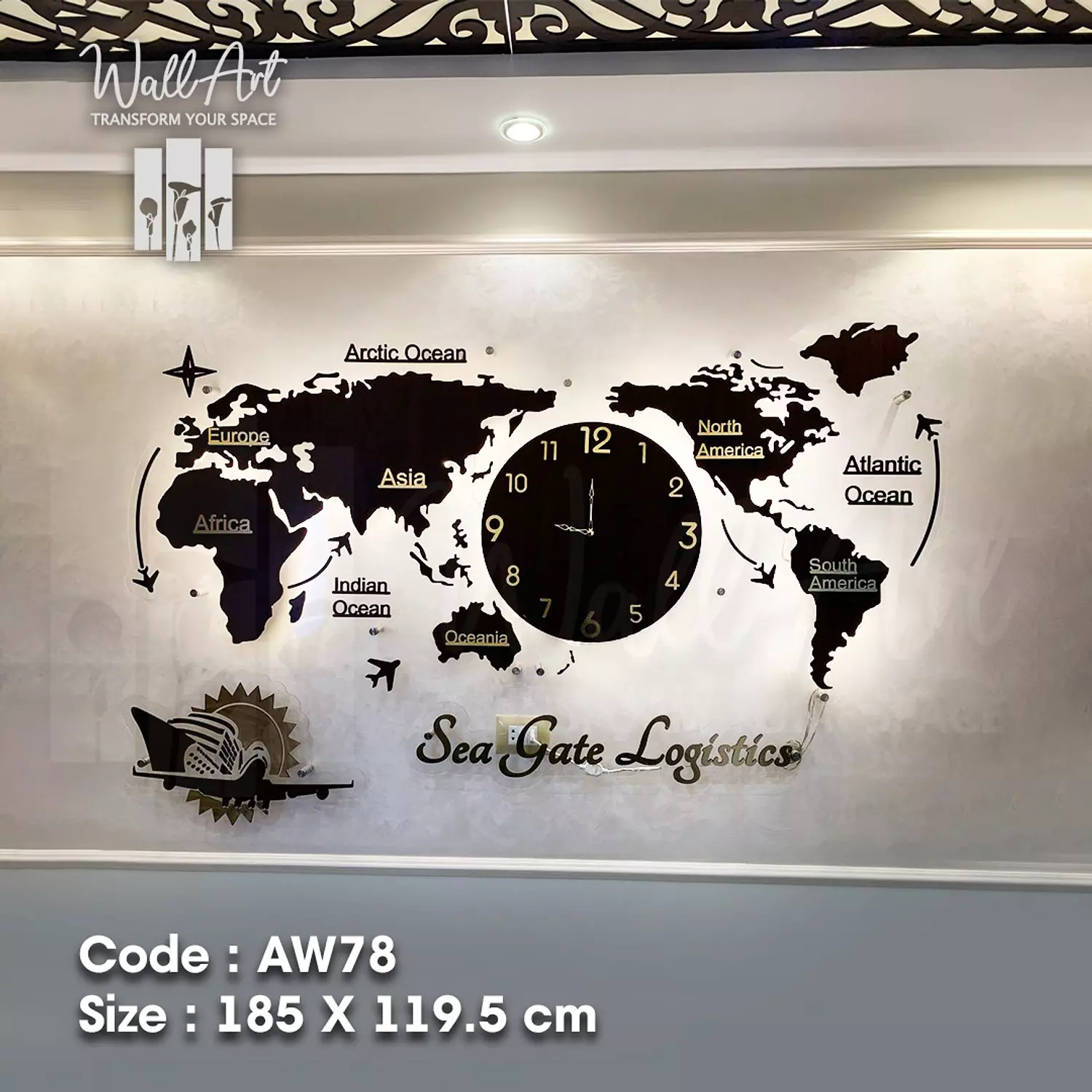 AW78-Lighted Acrylic World Map 5