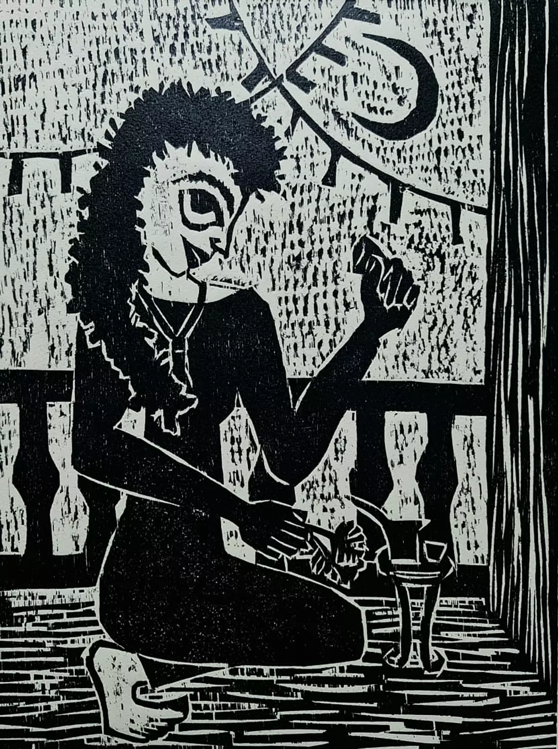 Shereen Gawad- wood cut \ 000228 /50* 40 CM image
