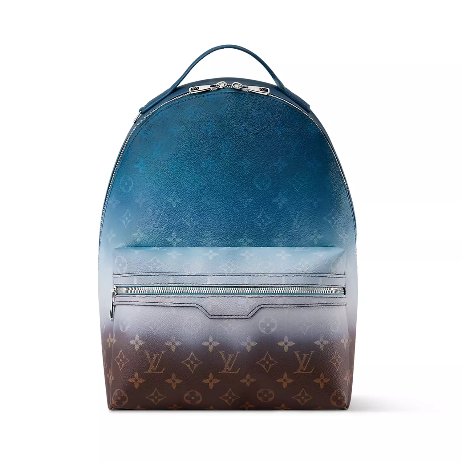 Louis Vuitton Discovery Backpack PM features a gradient monogram pigment coated canvas in blue image