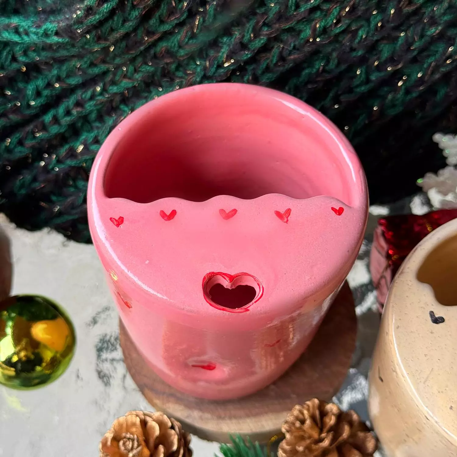 Pink hearts tumbler 1