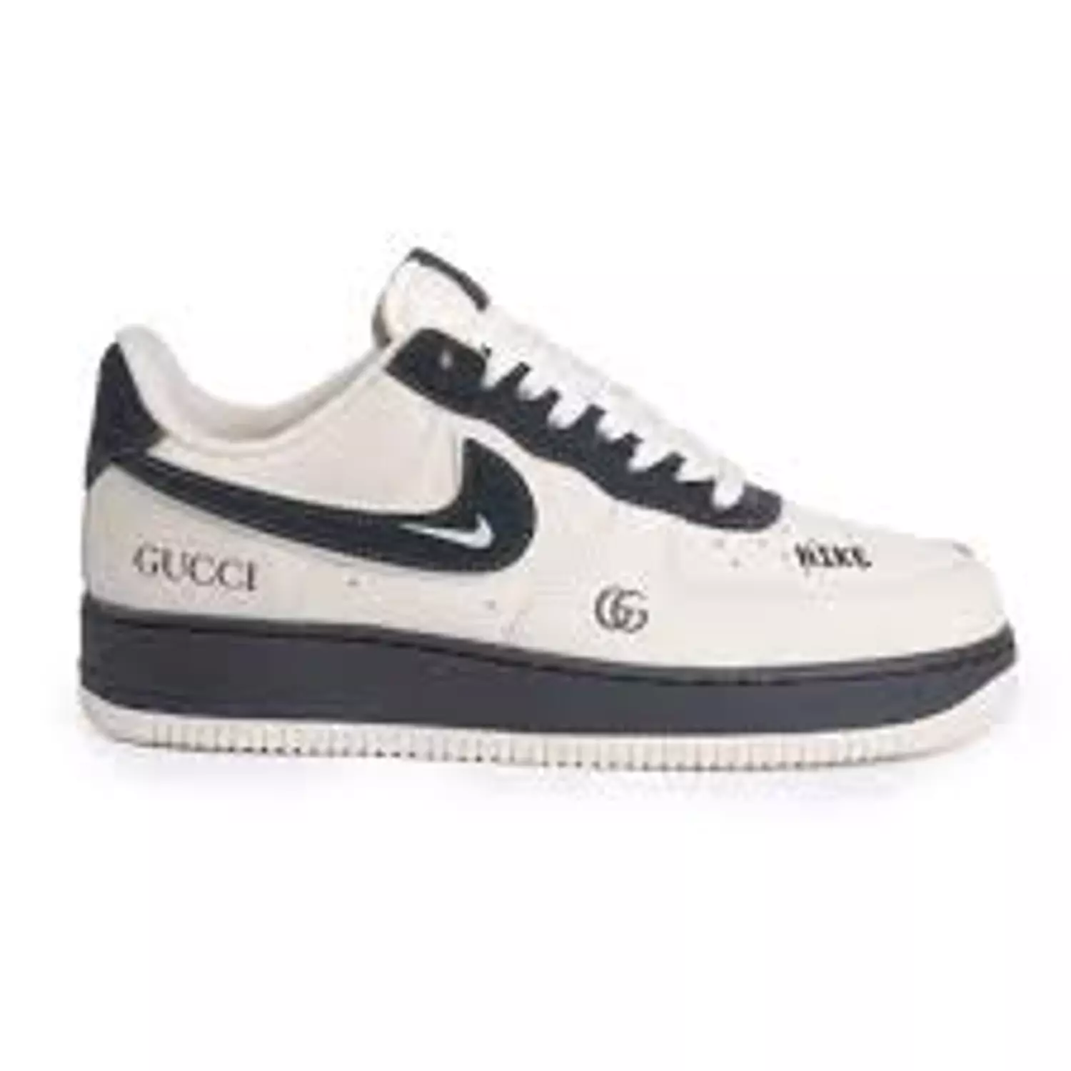 Nike Air Force 1 silhouette combined with Gucci branding image