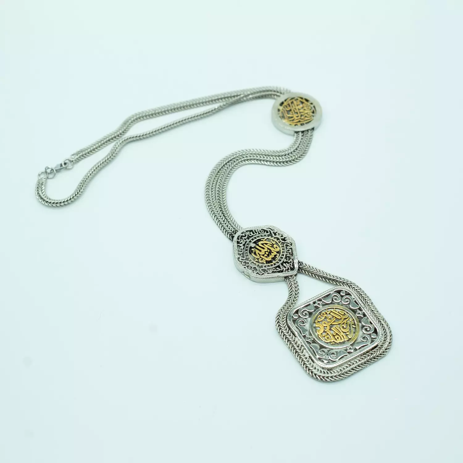 Two-layer copper necklace with a Roman chain, one meter long, gold and silver plated - 60 cm - Islamic image