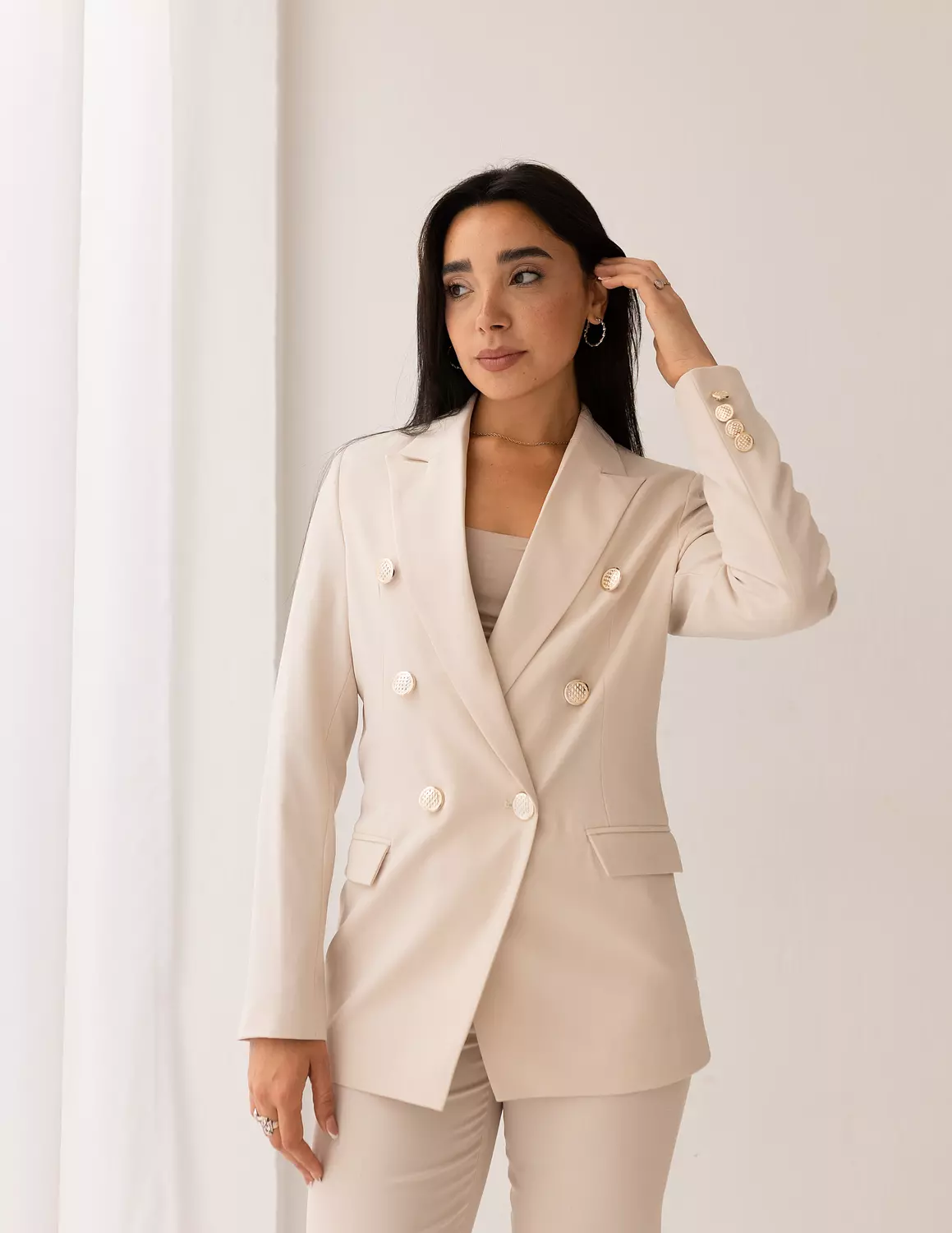 Soft Cream double breasted blazer  4