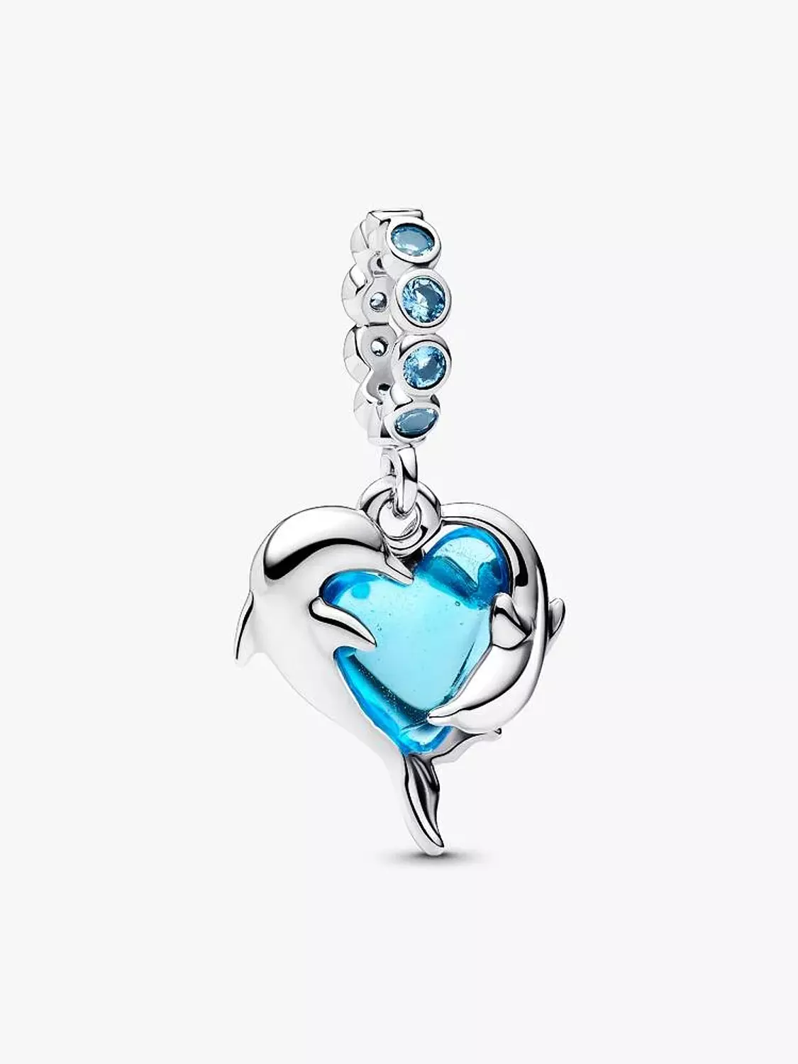 Blue Murano Glass Dolphins Dangle Charm Sterling silver image