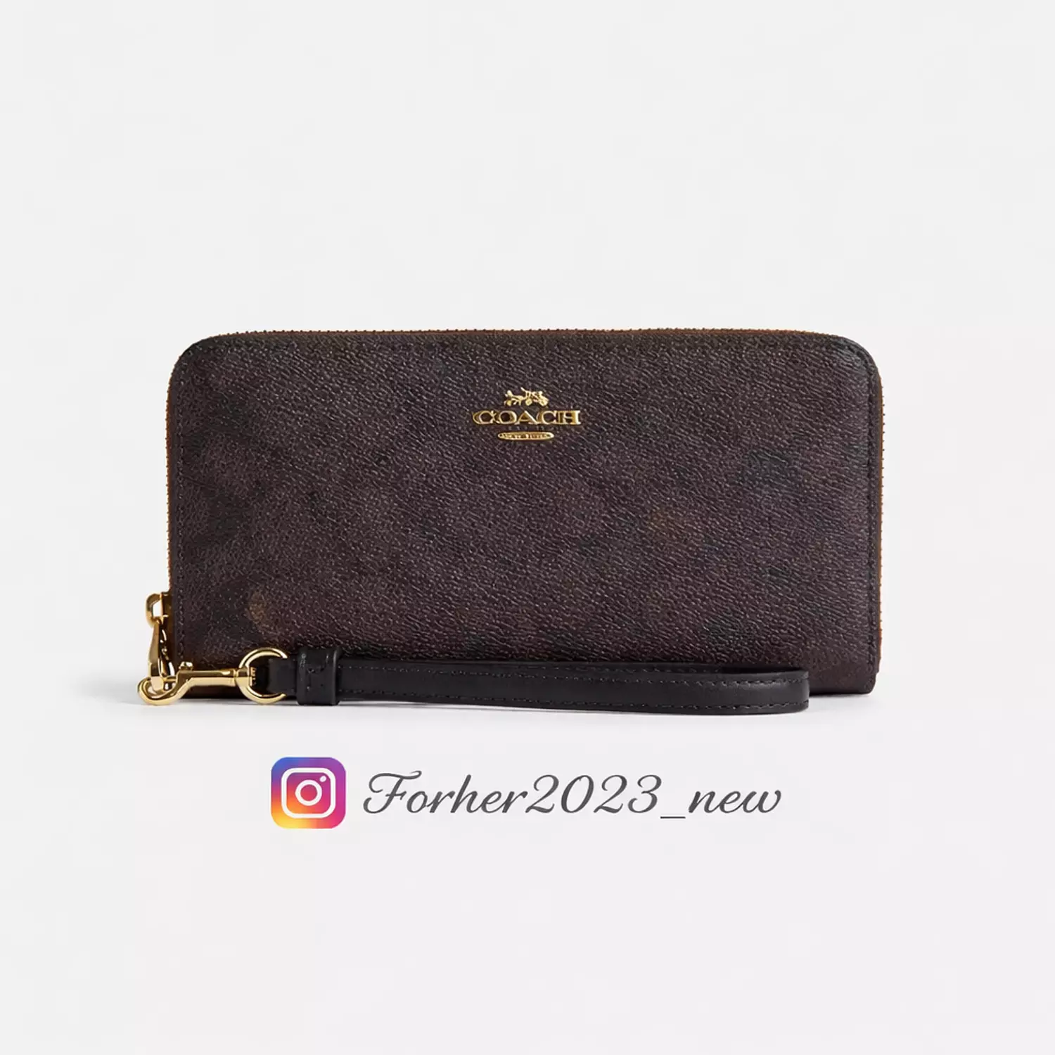 LONG ZIP AROUND WALLET IN SIGNATURE CANVAS black brown image
