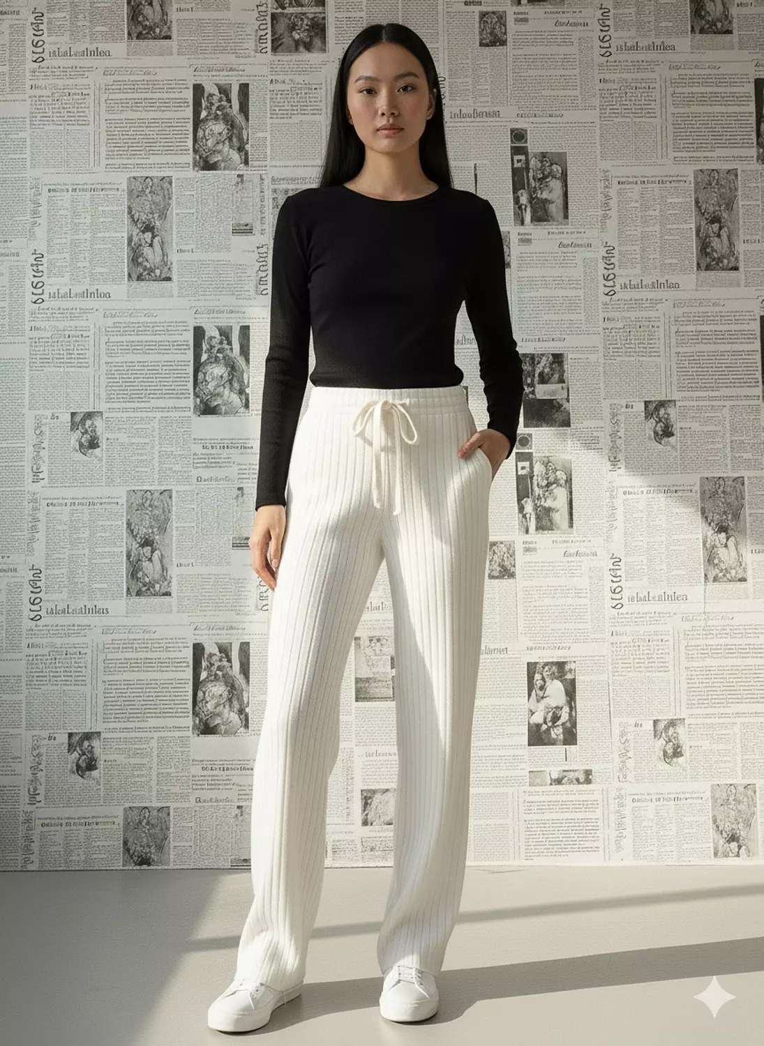 Off White Striped Pants image