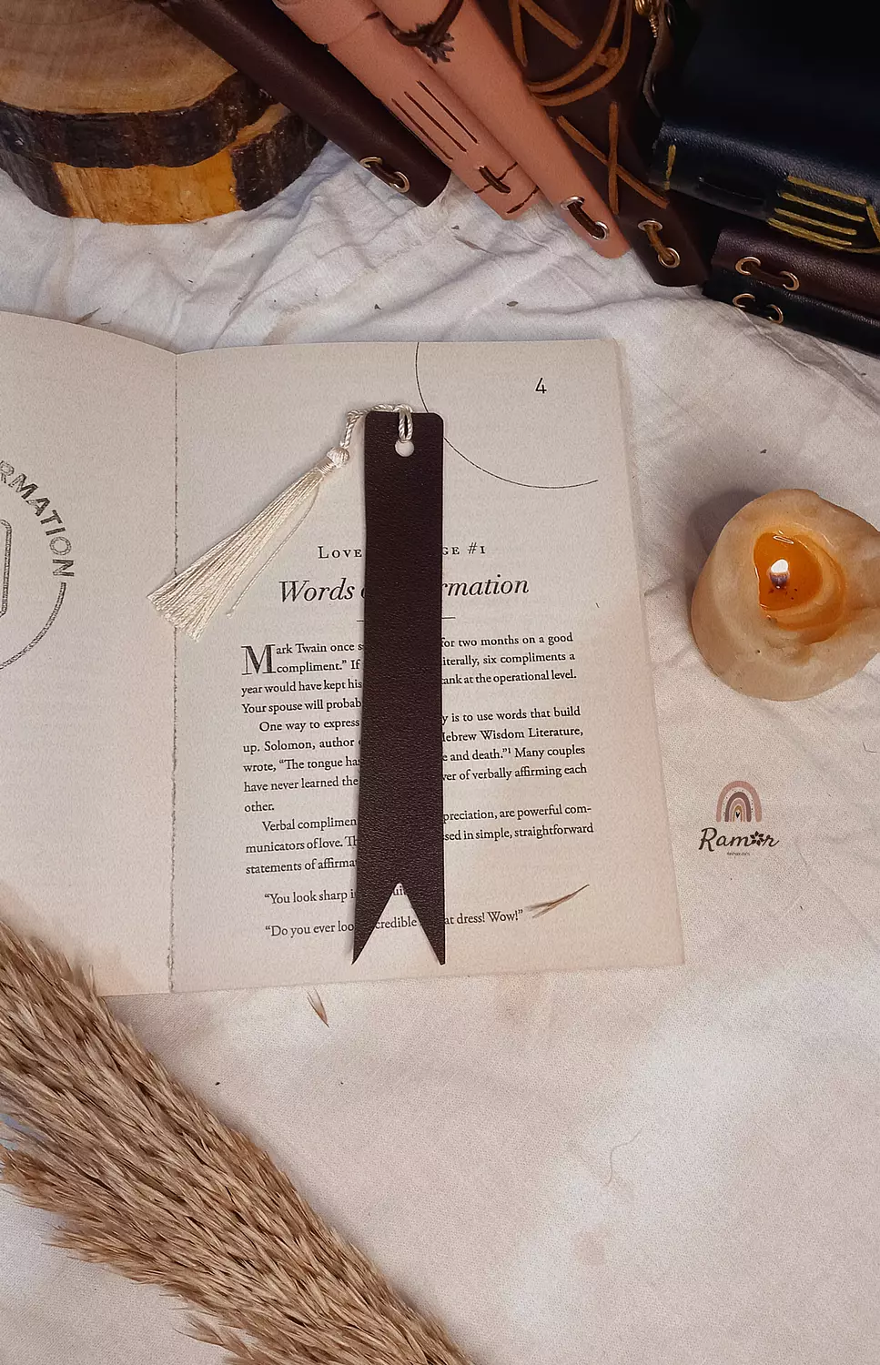 Genuine leather bookmark  image