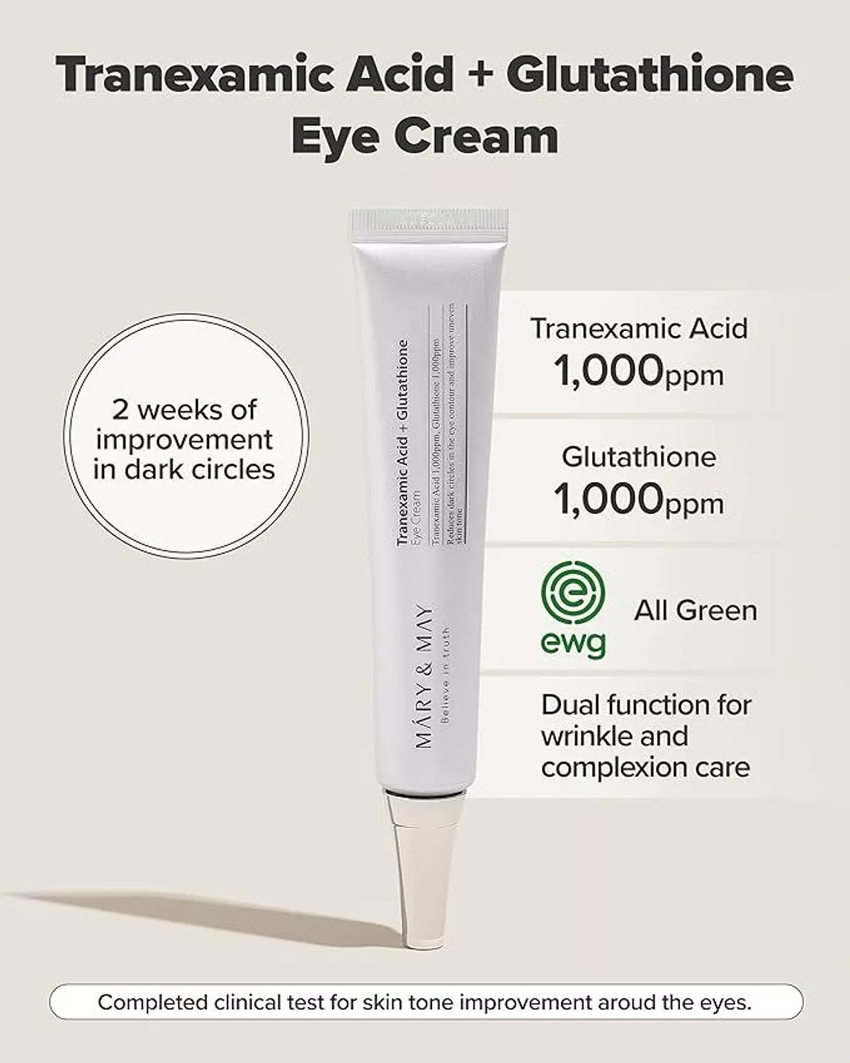 MARY & MAY Tranexamic Acid+ Glutathion Eye Cream 30ml 2