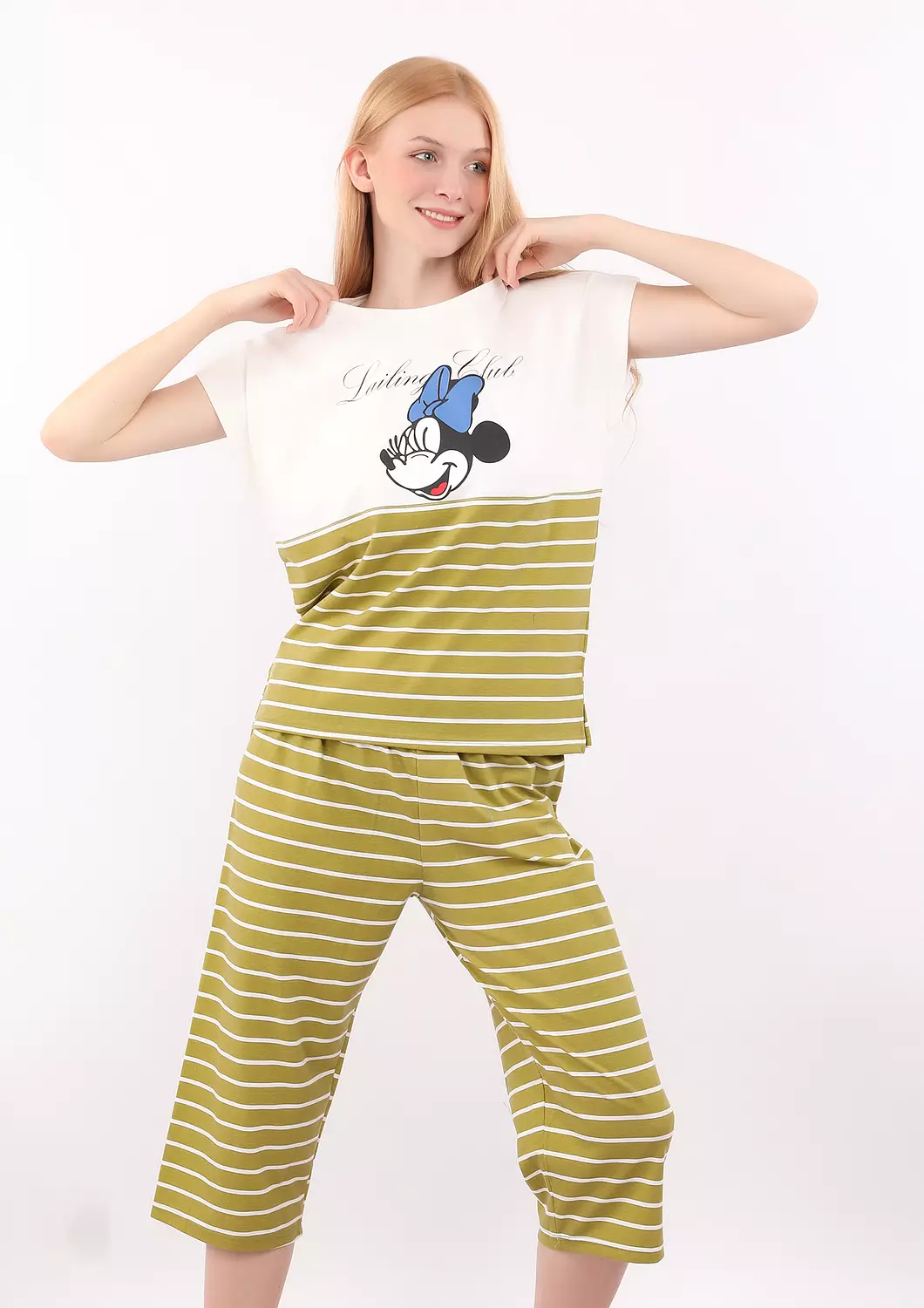 Minnie Striped Capri Pants Pajama Set 2